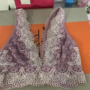 Victoria's Secret Bralette NEW Purple Lilac Plunge Crochet Size Small NWOT